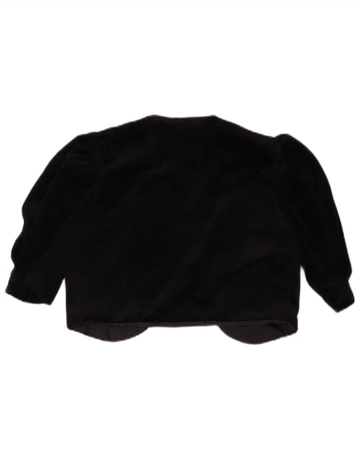 VINTAGE Veste Boléro Ouverte Femme IT 36 XS Triacétate Noir