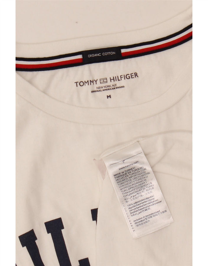 TOMMY HILFIGER T-shirt graphique pour femme UK 14 Coton blanc moyen