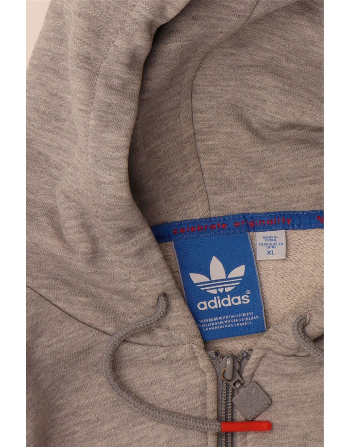 ADIDAS Pull à capuche zippé pour homme XL Gris Coton