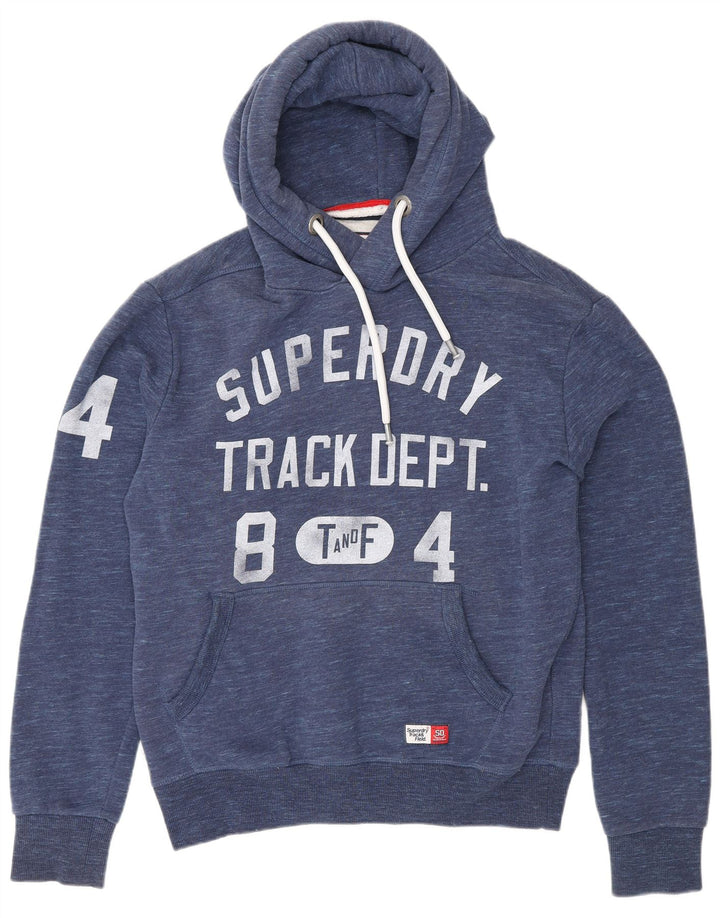 Superdry Pull à capuche graphique en coton moucheté bleu marine moyen