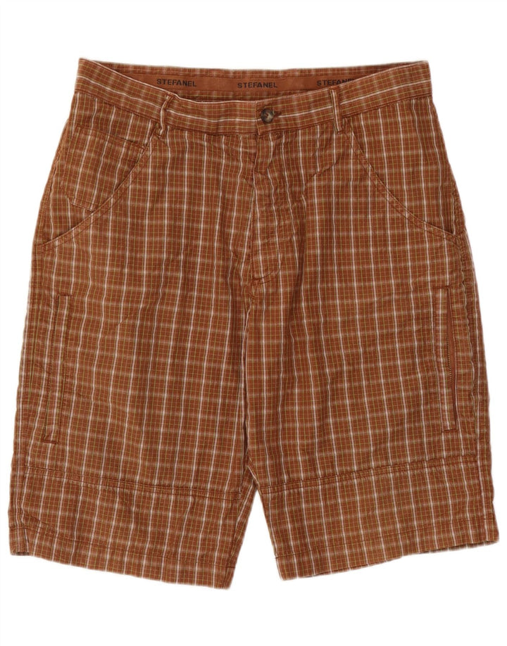 Stefanel Short cargo pour homme IT 46 Small W30 Marron à carreaux