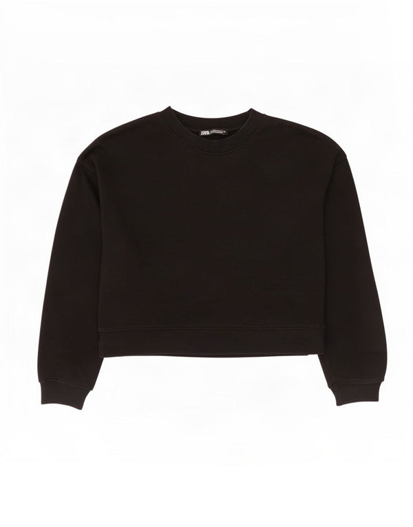 Zara Womens Crop Sweat-shirt surdimensionné UK 10 Petit coton noir