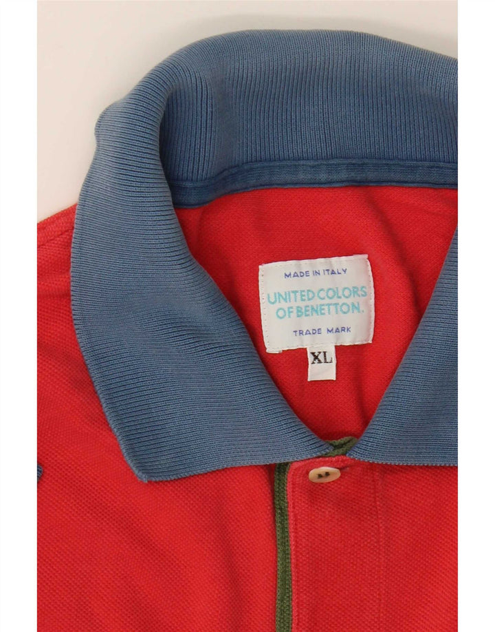 Benetton Polo Homme XL Rouge Colourblock