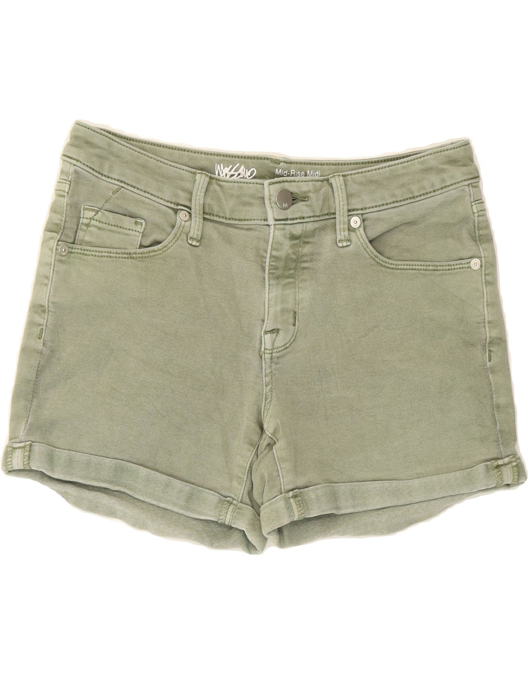 MOSSIMO Womens Mid Rise Denim Shorts US 4 Small W30 Green Cotton Vintage Mossimo and Second-Hand Mossimo from Messina Hembry 