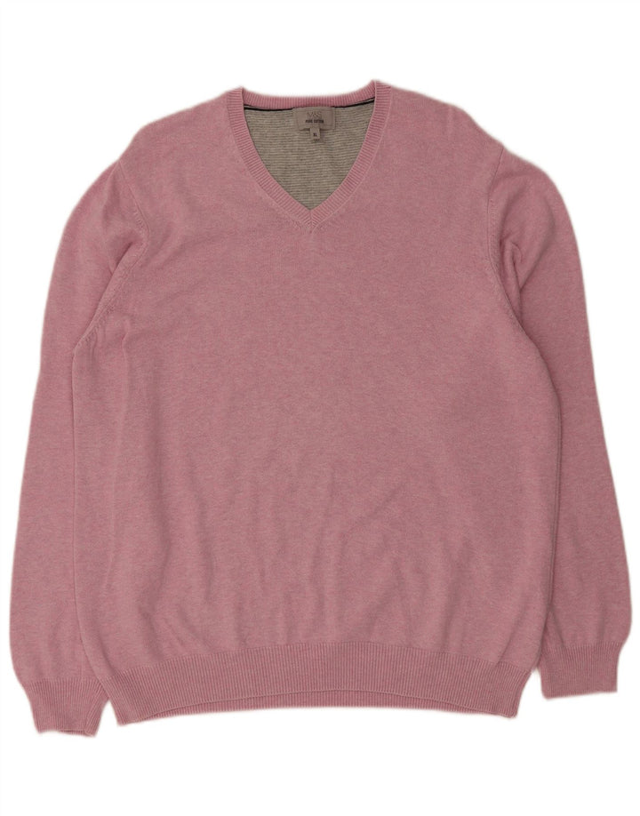 Marks & Spencer Pull col V pour homme XL en coton rose