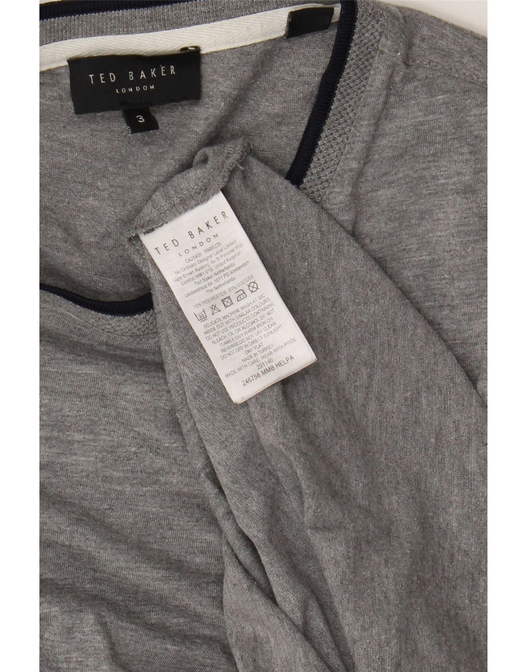 Ted Baker T-Shirt Homme Taille 3 Gris Moyen Polyester