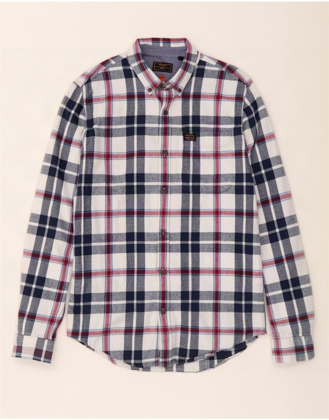 Superdry Chemise en flanelle pour homme en coton à carreaux bleu marine grand