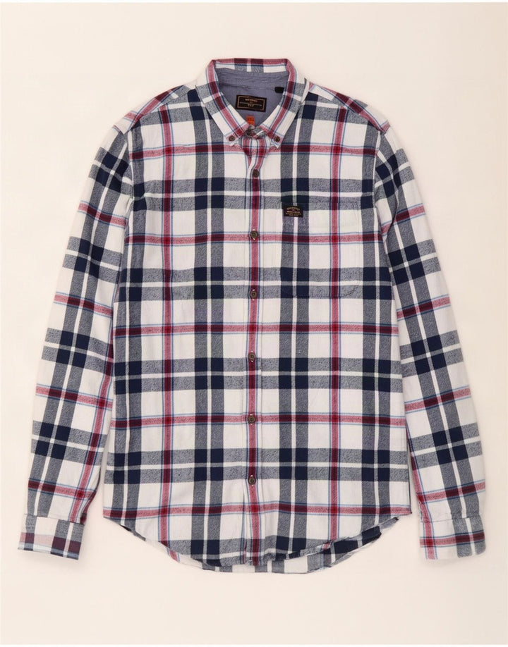 Superdry Chemise en flanelle pour homme en coton à carreaux bleu marine grand