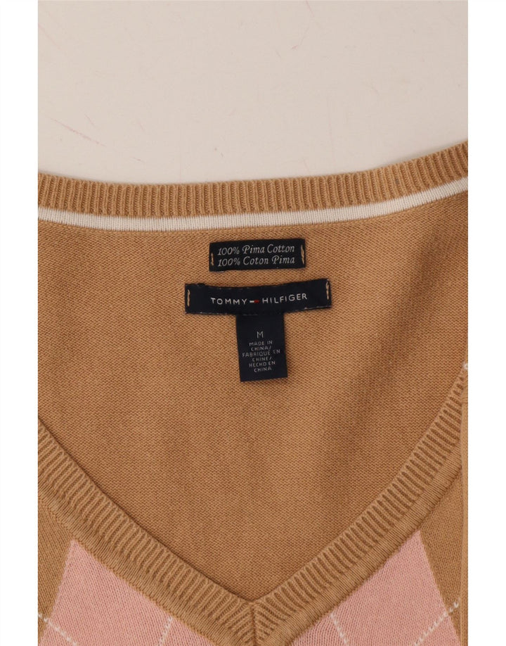 TOMMY HILFIGER Womens V-Neck Jumper Sweater UK 12 Medium Brown Vintage Tommy Hilfiger and Second-Hand Tommy Hilfiger from Messina Hembry 