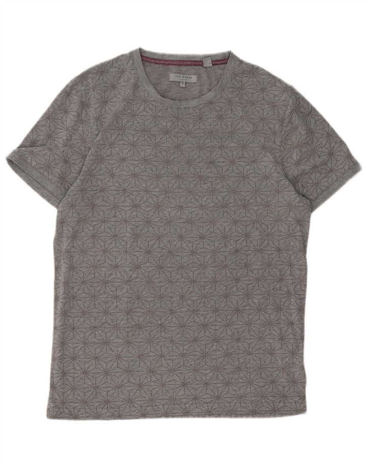 Ted Baker T-shirt graphique pour homme Taille 3 Gris moyen Coton géométrique