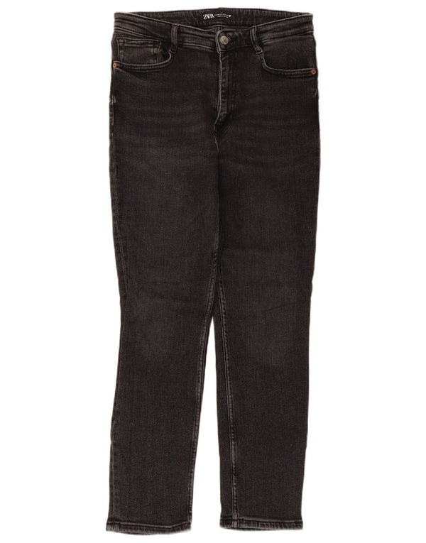 Zara Womens Crop Slim Jeans EU 38 Small W28 L25 Noir Coton