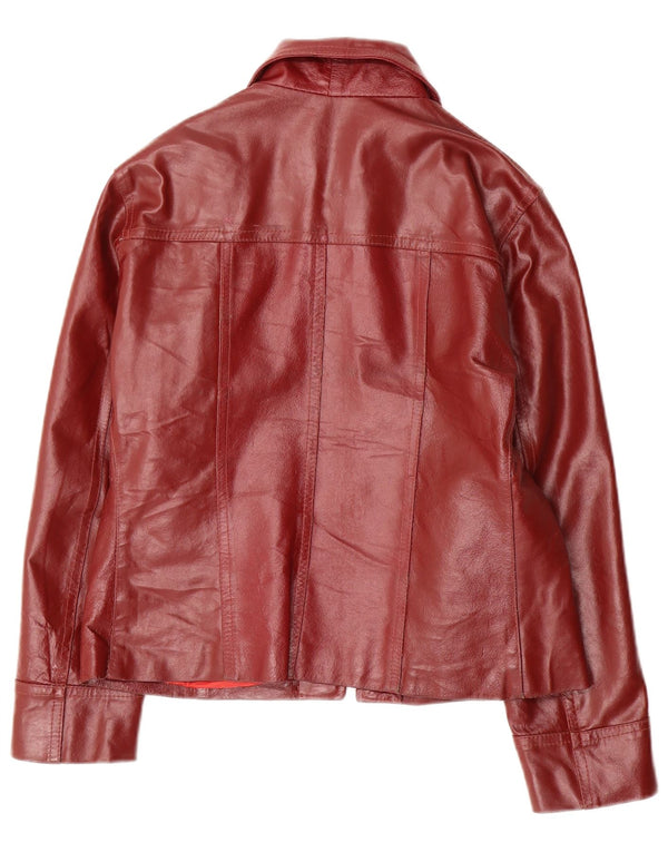 veste en cuir femme vintage UK 10 Petit cuir bordeaux