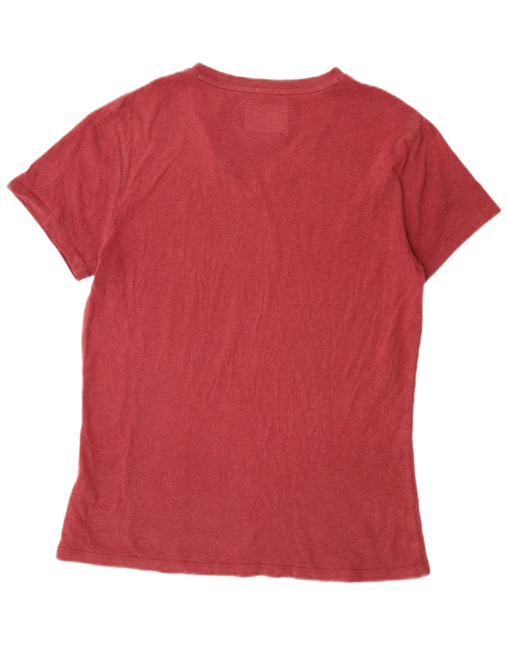 SUPERDRY T-Shirt Femme Top UK 14 Coton Bordeaux Moyen