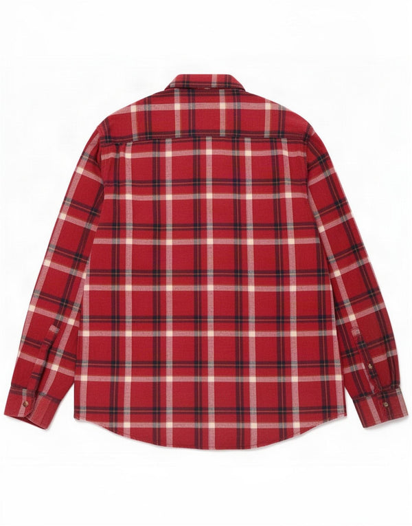 Chemise vintage en flanelle pour homme XL en coton à carreaux rouges
