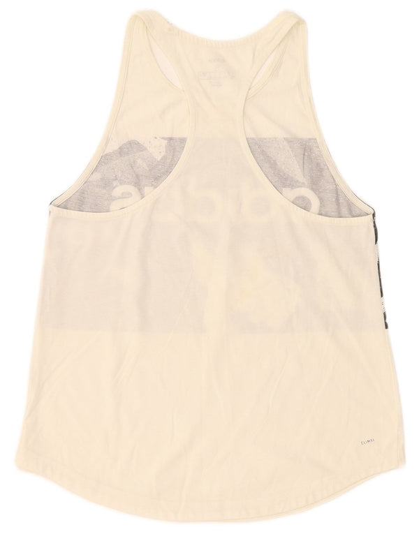 Adidas Womens Climalite Graphic Vest Top UK 8/10 Small Off White