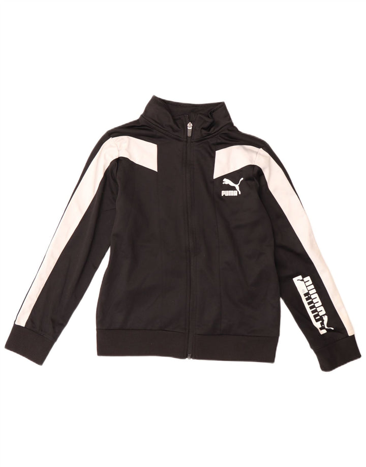 Puma Veste de survêtement graphique pour garçon 10-11 ans Noir moyen colour block