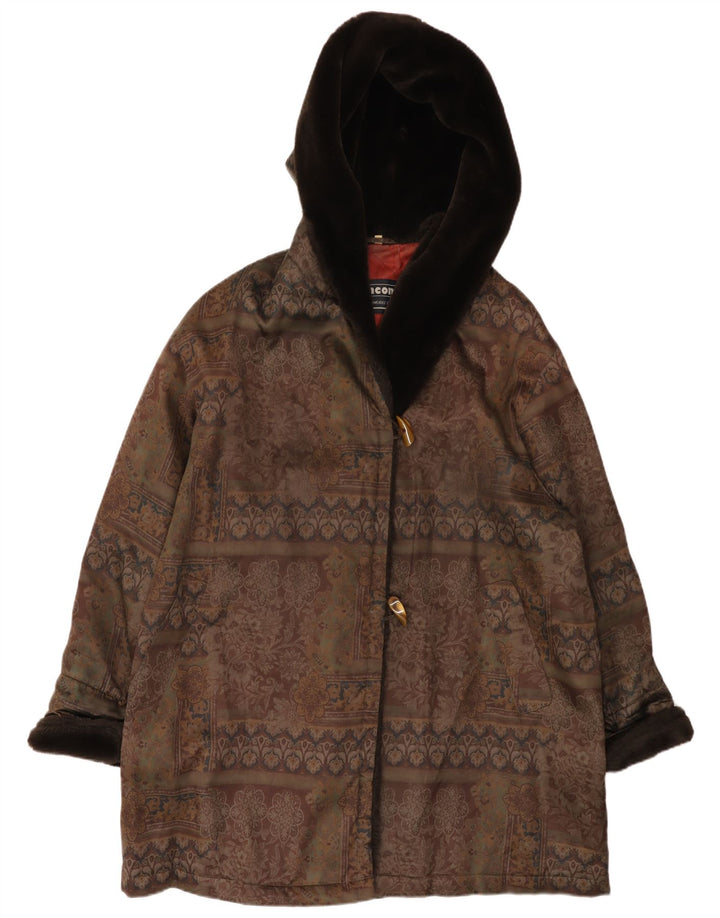 Incom Duffle-coat surdimensionné à capuche pour femme EU 46 XL Marron Floral