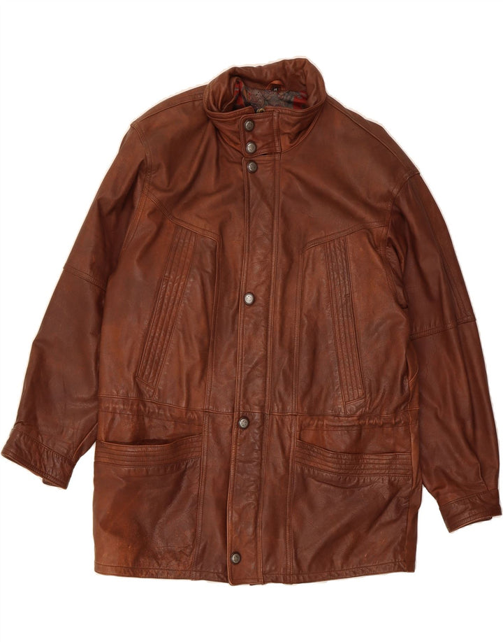 KARLSBURG  Mens Leather Jacket EU 48 Medium Brown Leather Vintage Karlsburg and Second-Hand Karlsburg from Messina Hembry 