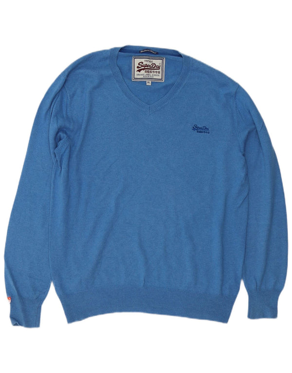 Superdry Pull col V Homme XL Bleu Coton