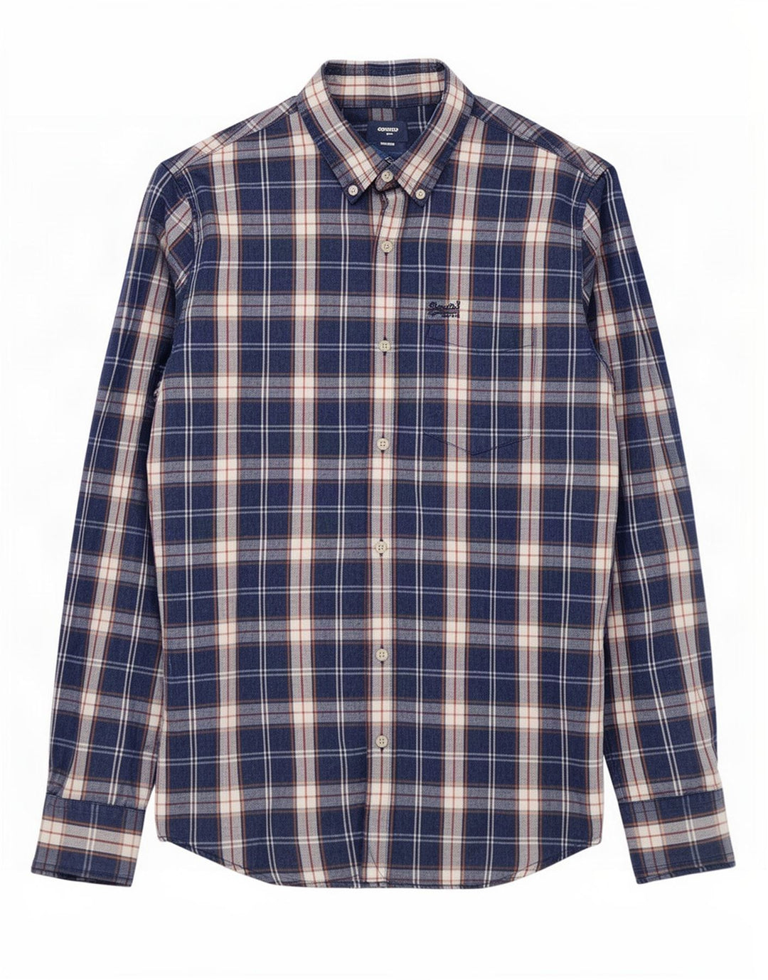Superdry Chemise Homme Bleu Marine Moyen Carreaux Coton