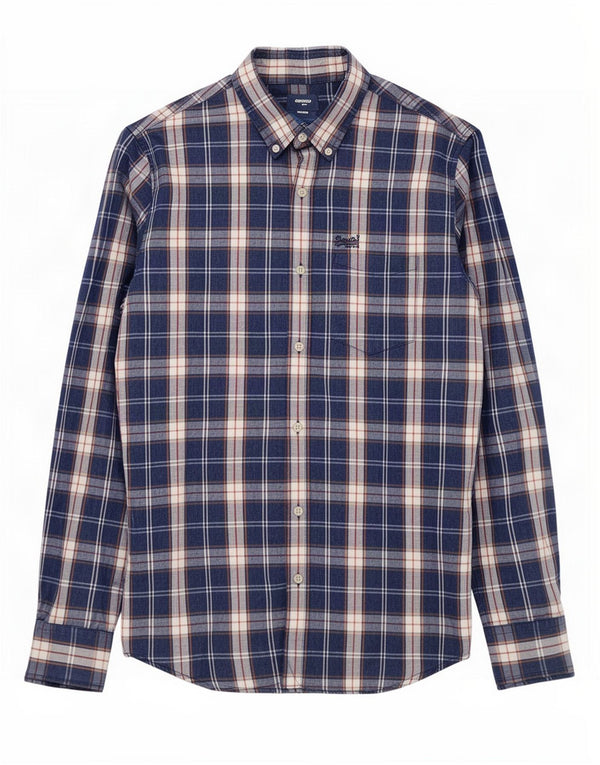 Superdry Chemise Homme Bleu Marine Moyen Carreaux Coton
