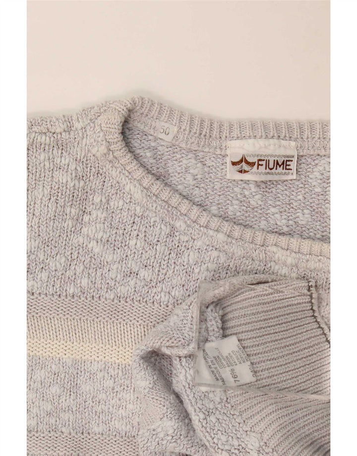 Fiume Pull ample à col rond pour homme IT 50 Gris moyen moucheté