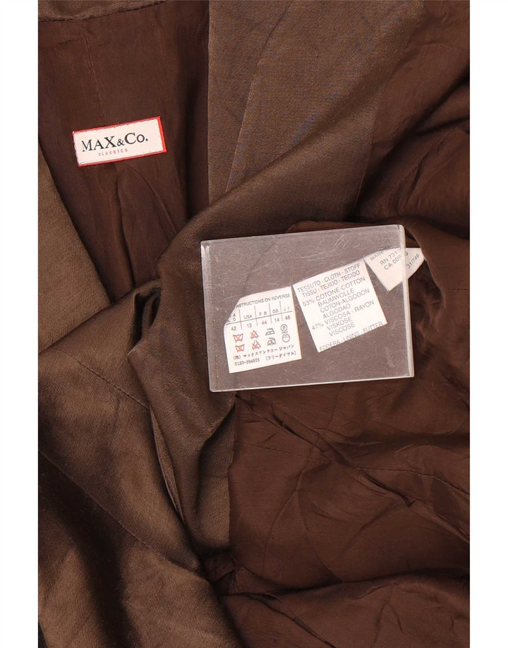 Max & Co. Veste blazer portefeuille pour femme UK 14 Large Marron Coton