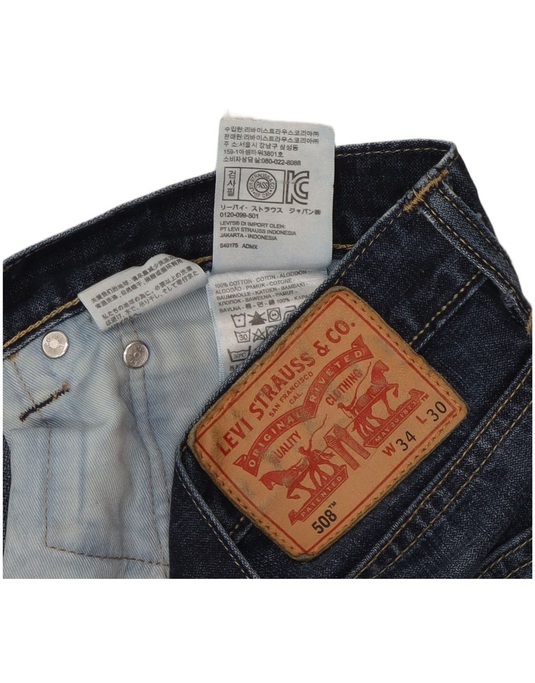 Levi's Jean 508 Regular Tapered Homme Bleu W34 L30 Coton