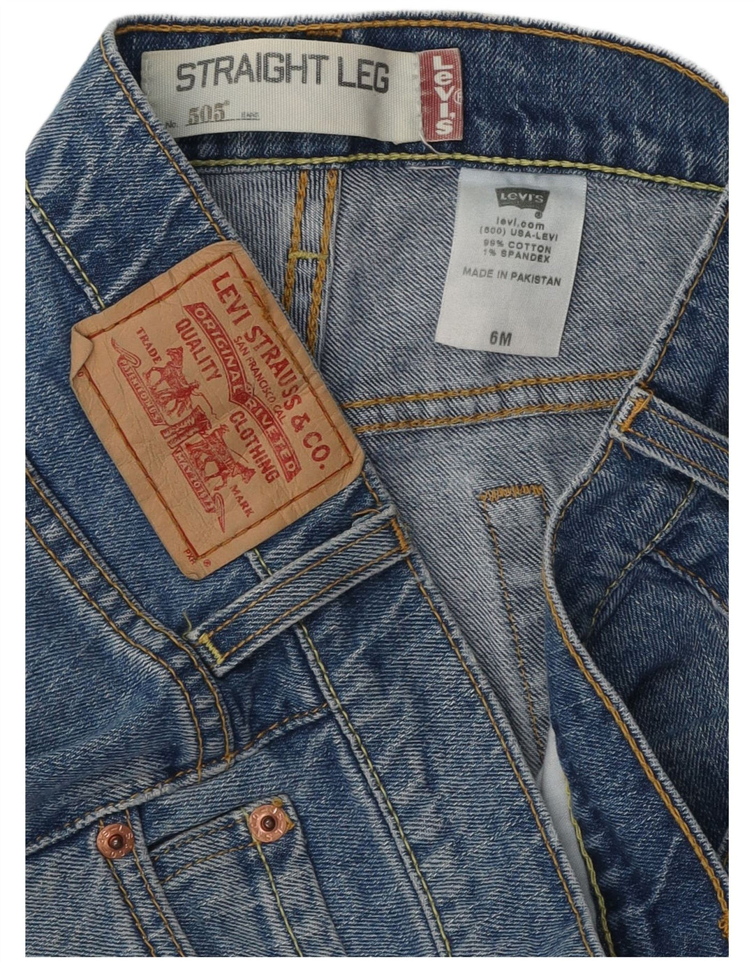 LEVI'S Jean droit 505 pour femme US 6 Medium W30 L31 Bleu Coton