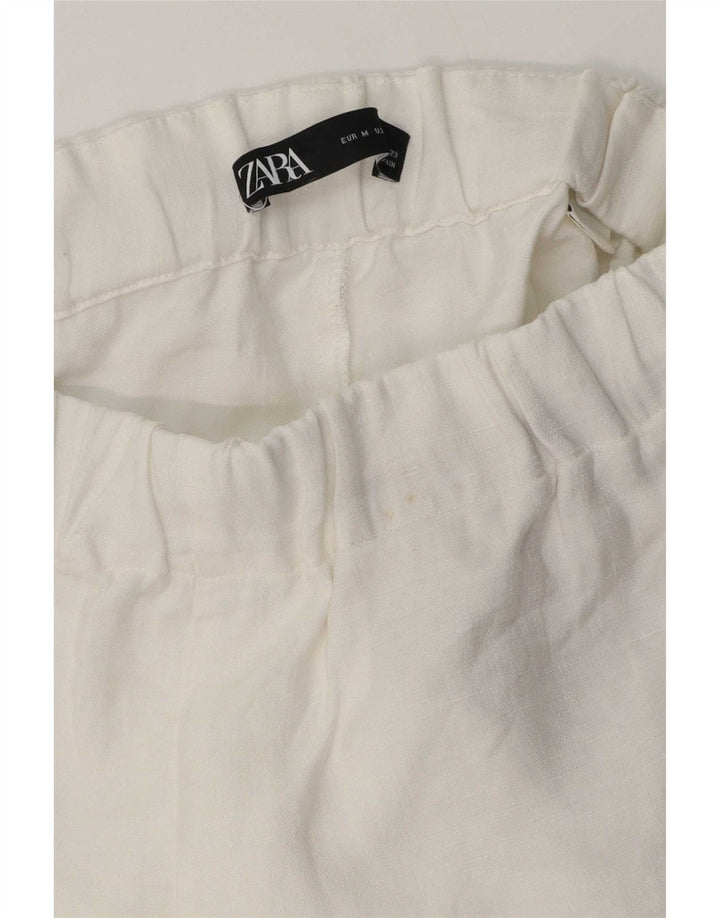 Zara Femme Pantalon Court Droit Moyen W28 L24 Blanc