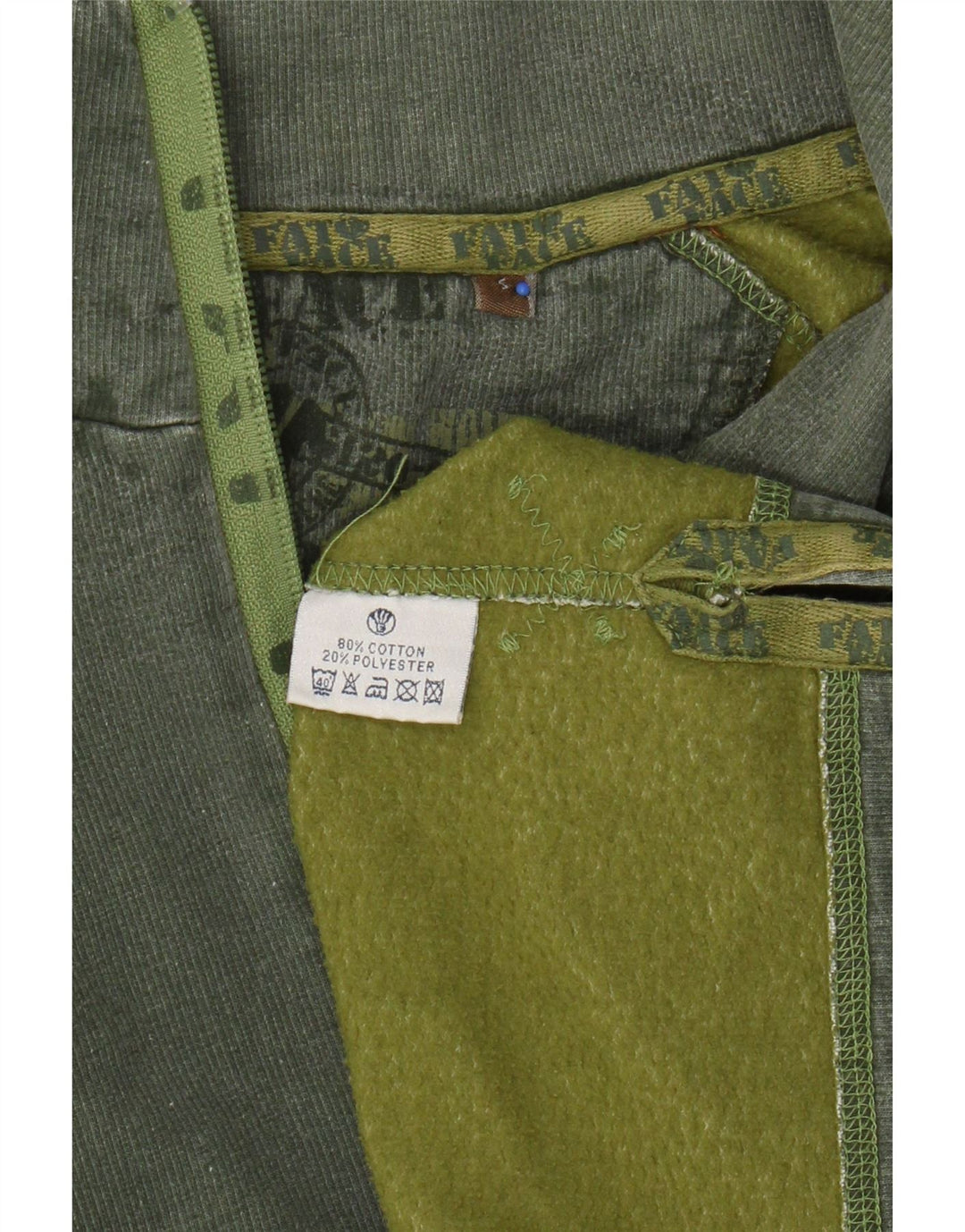 Fat Face Sweat-shirt à col zippé pour homme Petit coton vert