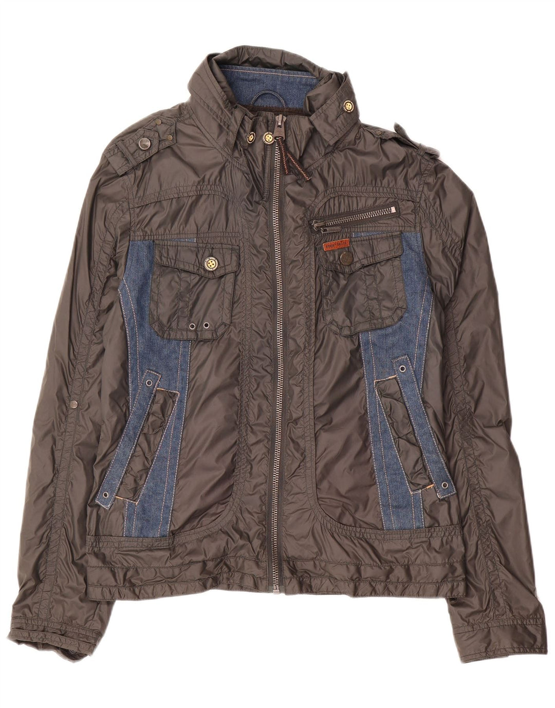 KHUJO Veste Militaire Homme UK 40 Large Gris Colorblock Polyamide