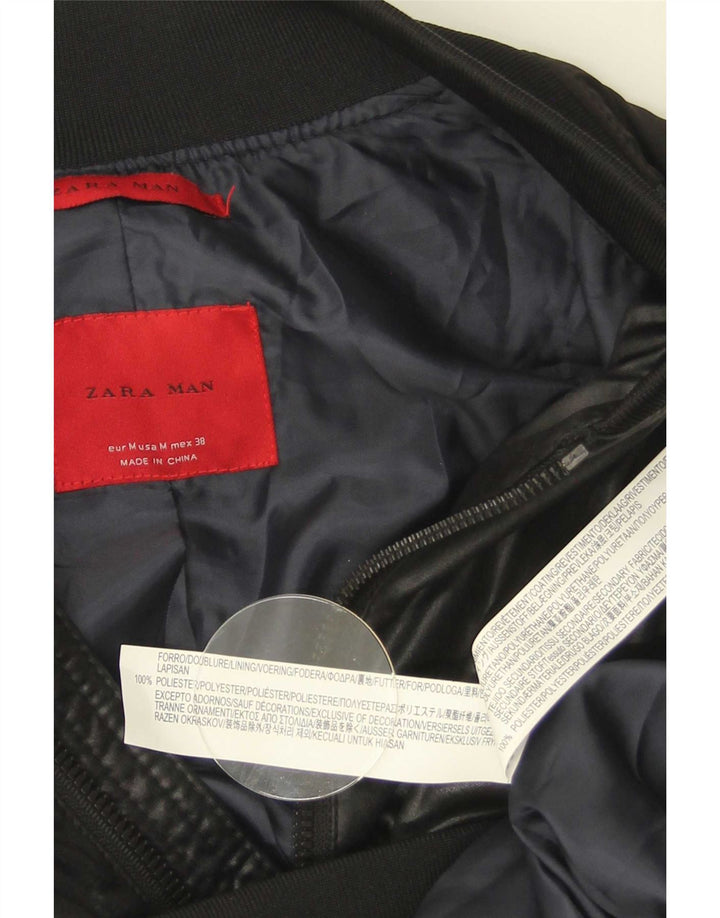Zara Veste Bomber Homme UK 38 Medium Noir Polyester