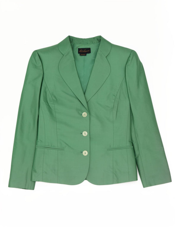 Luisa Spagnoli Veste Blazer 3 Boutons Femme UK 14 Soie Vert Moyen