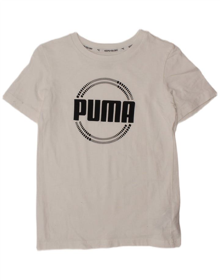 PUMA T-Shirt Graphique Garçon 9-10 Ans Blanc Coton