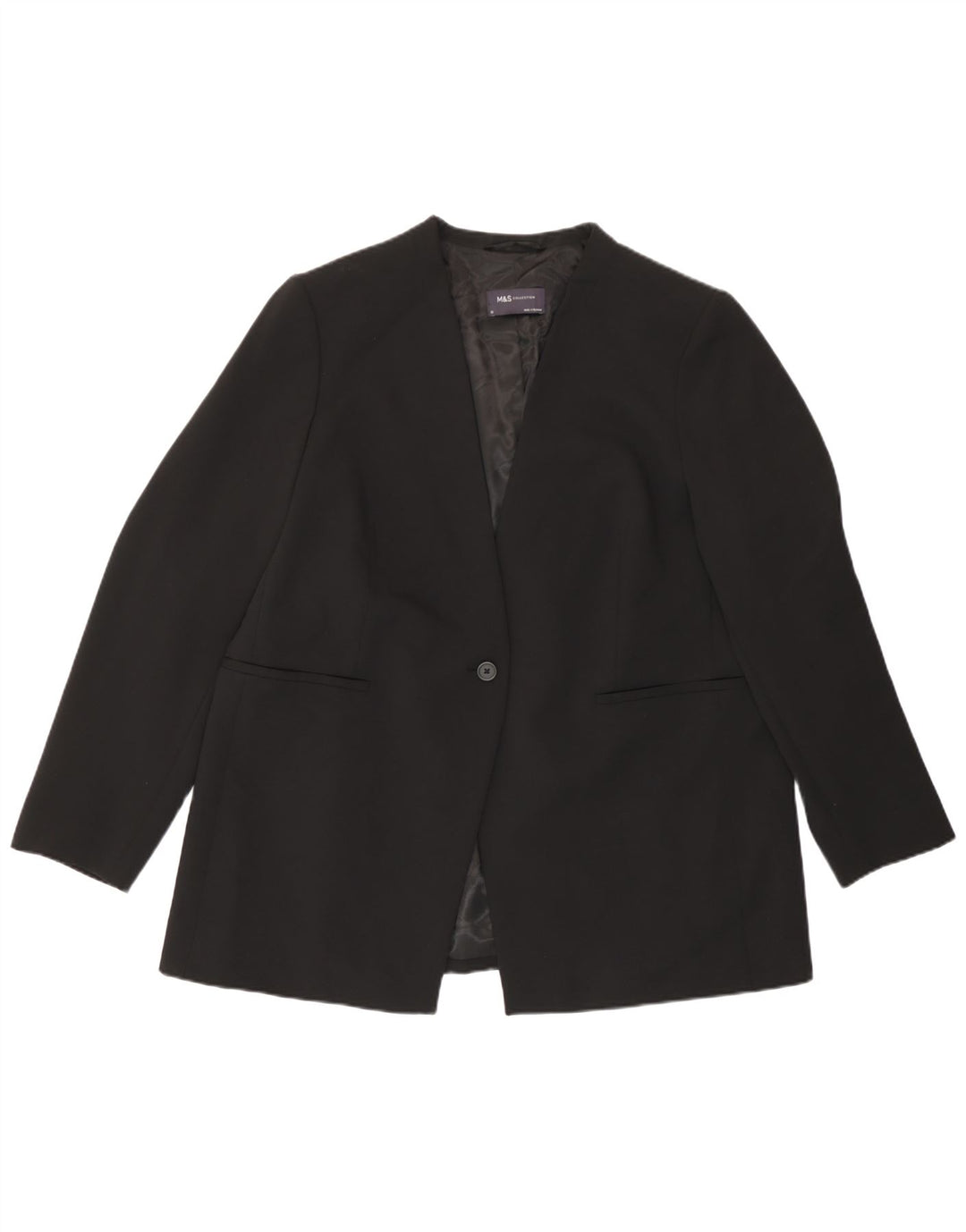 Marks & Spencer Veste blazer 1 bouton pour femme UK 18 XL Noir Polyester