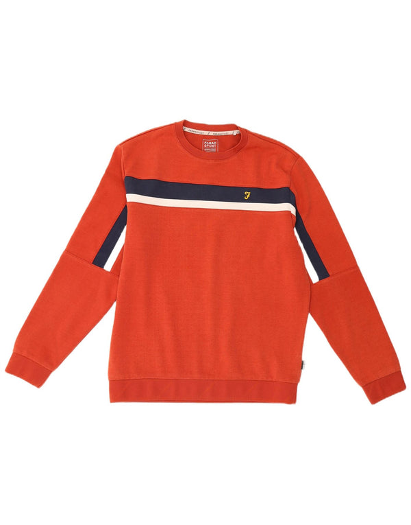 Farah Sweat-shirt en coton color block orange moyen pour homme