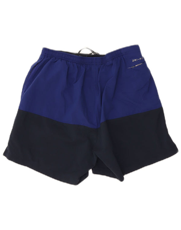 Nike Short de sport Dri Fit pour homme en polyester color block bleu marine moyen