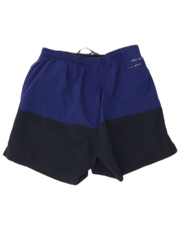 Nike Short de sport Dri Fit pour homme en polyester color block bleu marine moyen