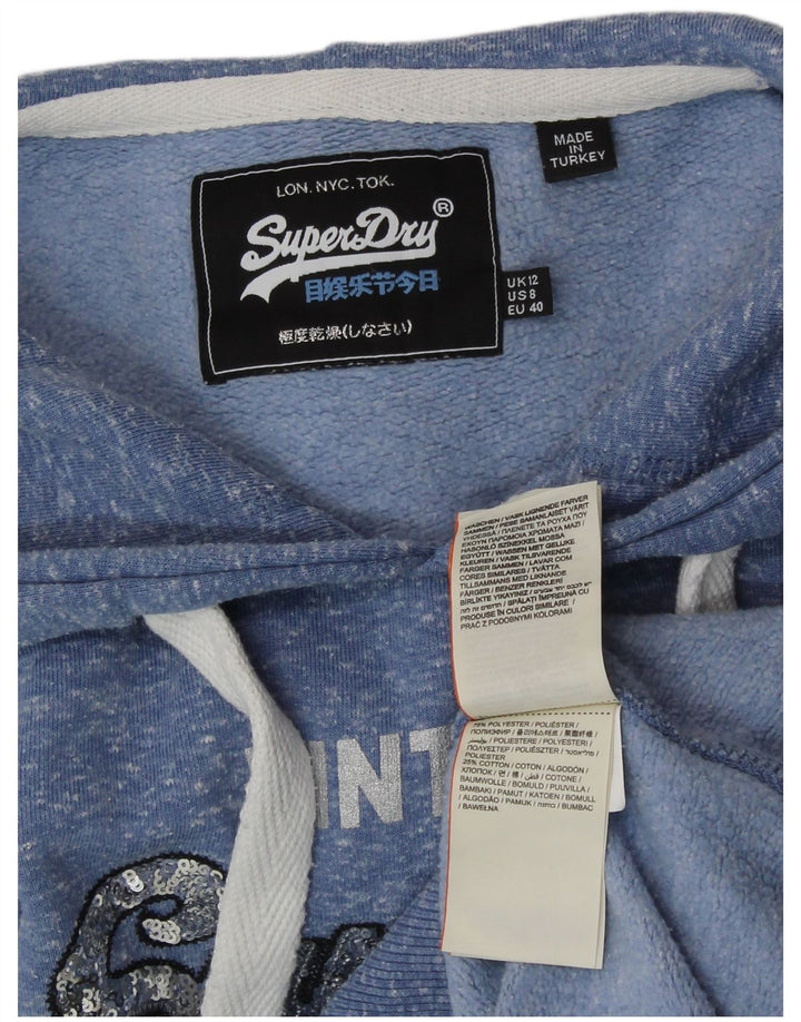 SUPERDRY Pull à capuche graphique pour femme UK 12 Bleu moyen Polyester