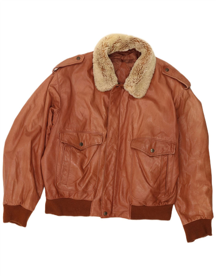 Mabrun Veste en cuir militaire pour homme IT 54 2XL Cuir marron