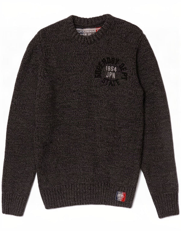 Superdry Pull Graphic Crew Neck Jumper Homme Gris Moyen Acrylique Moucheté