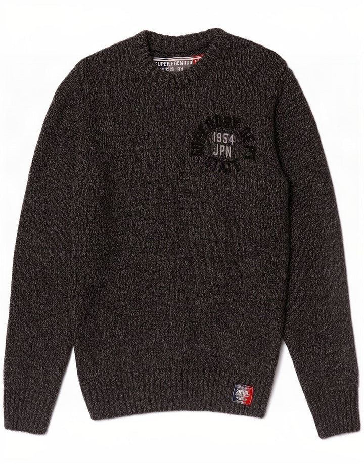 Superdry Pull Graphic Crew Neck Jumper Homme Gris Moyen Acrylique Moucheté