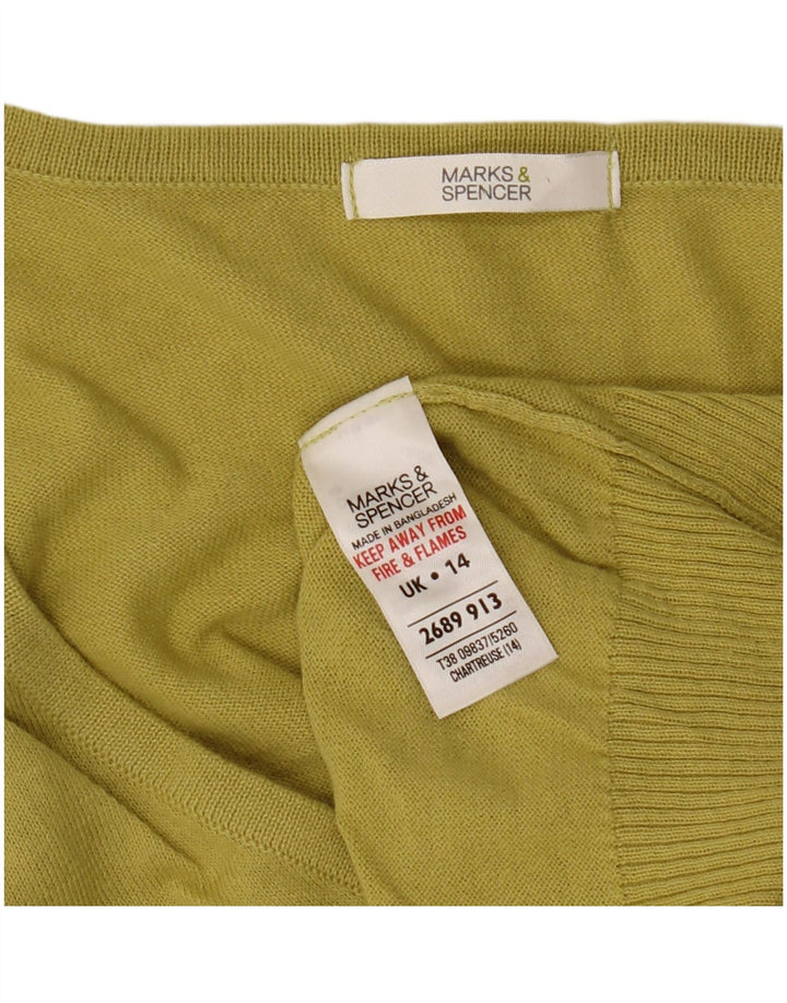 Marks & Spencer Pull cardigan à manches courtes pour femme UK 14 Jaune moyen