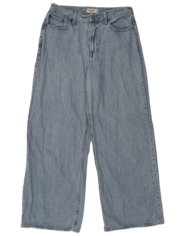Abercrombie & Fitch Womens Curve High Rise Wide Leg Jeans W29 L30 Blue