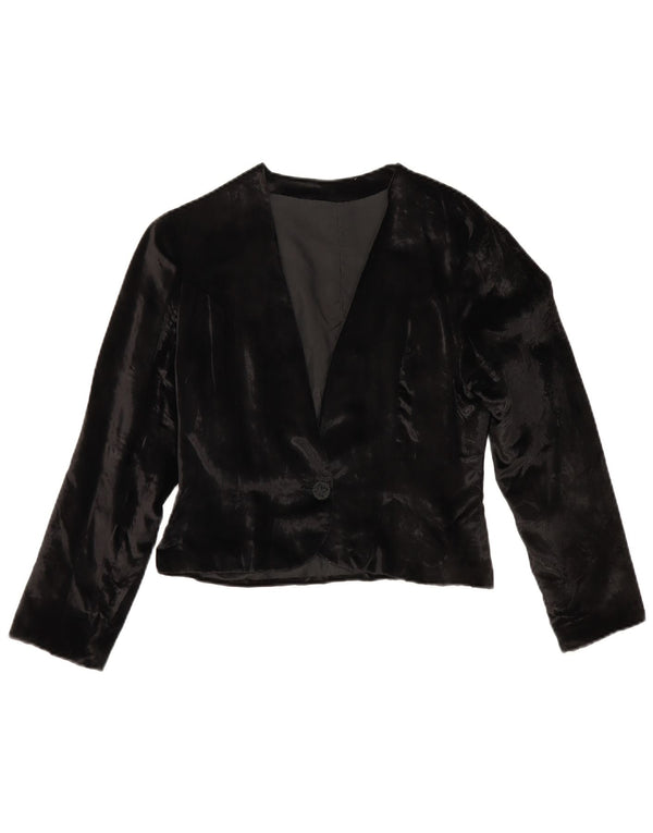 Veste Boléro Vintage Femme Velours UK 10 Petit Noir