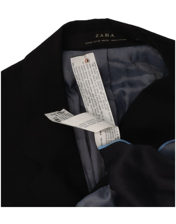 Zara Veste Blazer 2 Boutons Homme EU 52 Large Noir Viscose