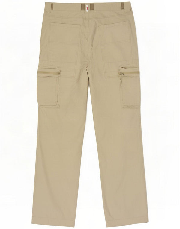 Rifle Mens Straight Cargo Trousers W34 L33 Beige Cotton