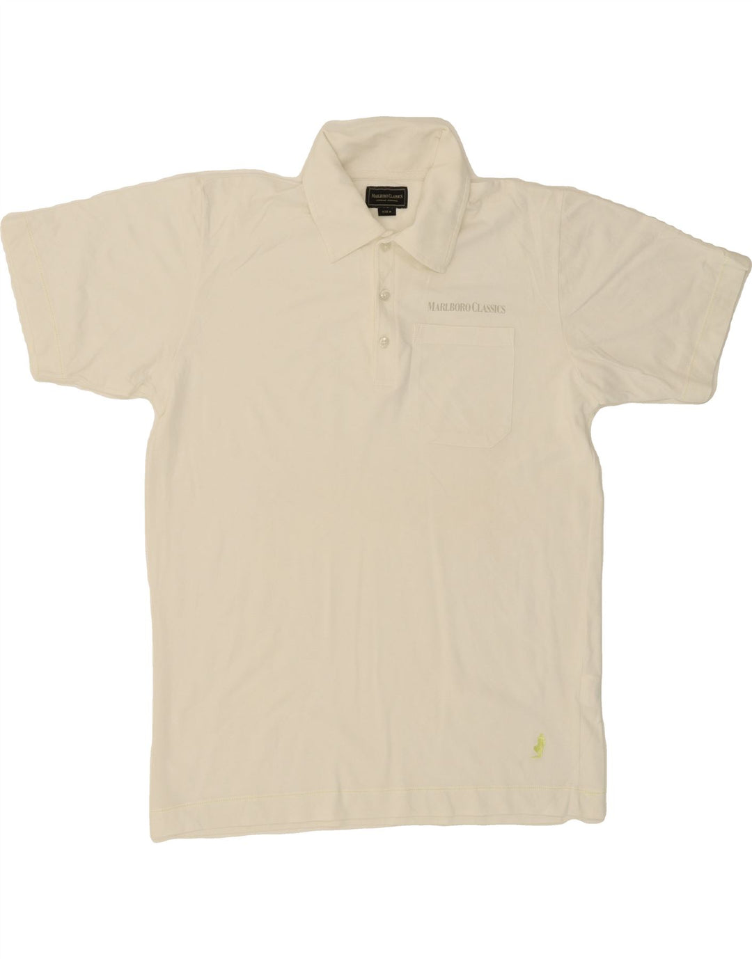 MARLBORO CLASSICS Mens Polo Shirt Medium Off White Cotton Vintage Marlboro Classics and Second-Hand Marlboro Classics from Messina Hembry 