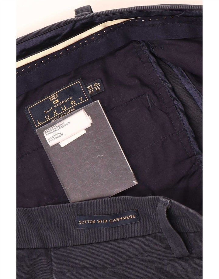 Marks & Spencer Pantalon de costume droit Blue Harbour pour homme W40 L33 Bleu marine